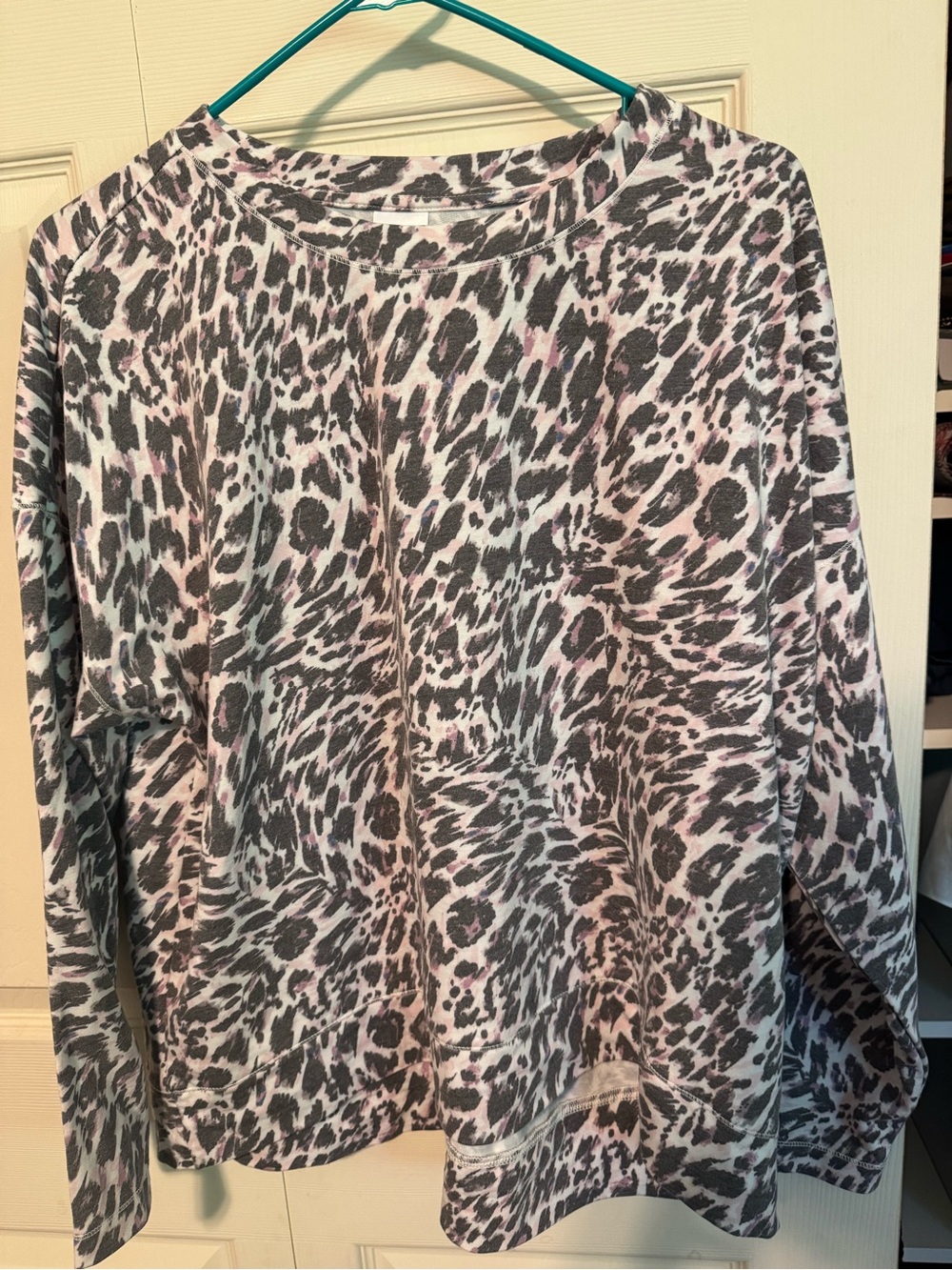 Avia Pink and Gray Leopard-Print Pullover